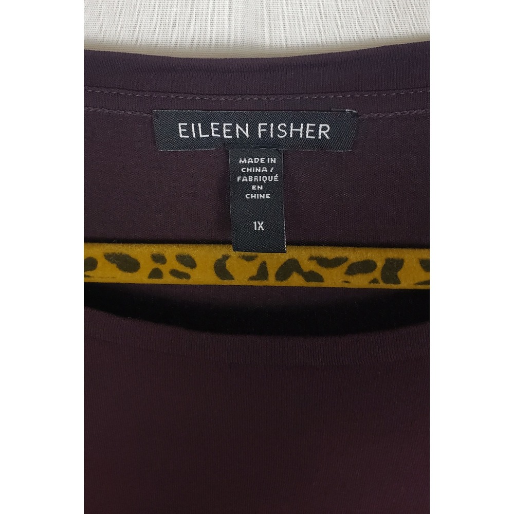 Eileen Fisher 100% Silk Boxy Blouse Top Plum Purple 1X Quiet Luxury Capsule Chic - Picture 2 of 8